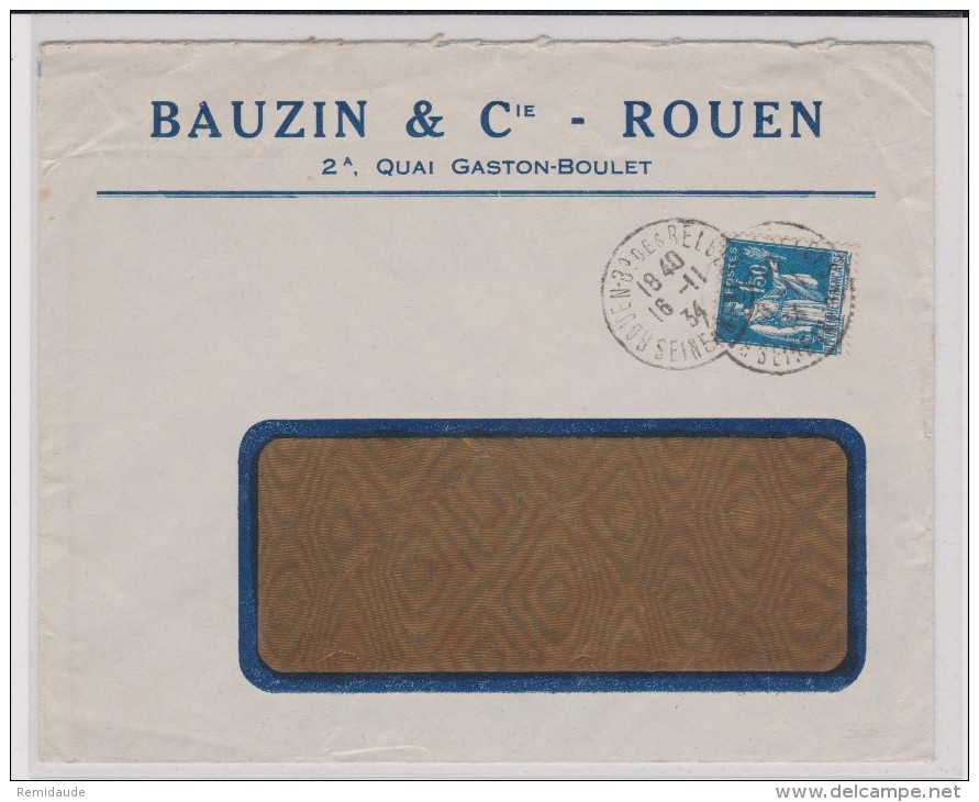 1934 - ENVELOPPE COMMERCIALE ( BAUZIN & CIE ) De ROUEN ( SEINE MARITIME ) - 1921-1960: Periodo Moderno