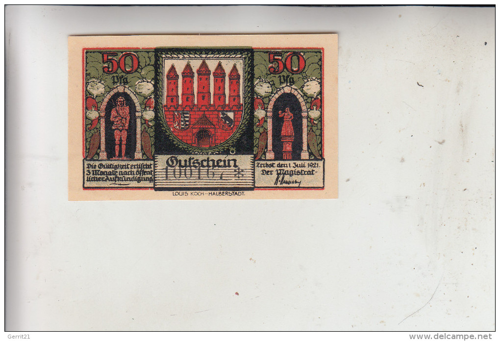 0-3400 ZERBST, Notgeld 50 Pfennig, 1921 - [11] Local Banknote Issues