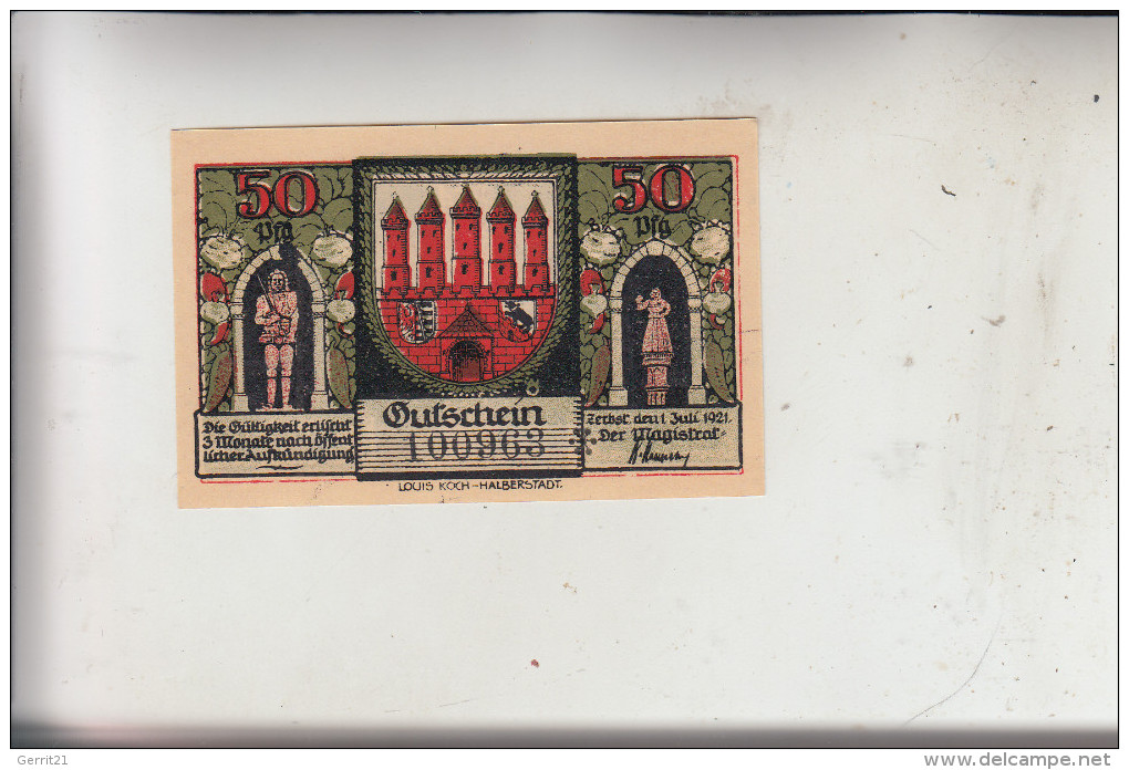 0-3400 ZERBST, Notgeld 50 Pfennig, 1921 - Lokale Ausgaben