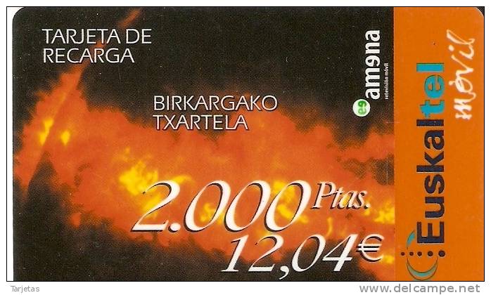 TARJETA DE ESPAÑA DE EUSKALTEL MOVIL DE 2000 PTAS FECHA 31/01/2002 (RECARGA AMENA) - Euskaltel