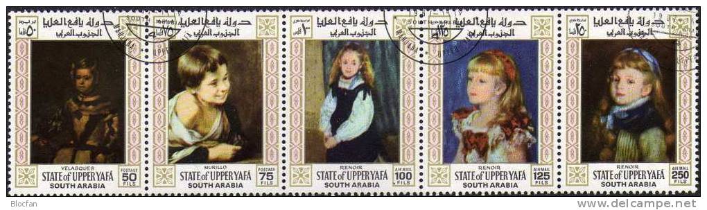 Kinder-Bilder 1967 Süd-Arabien Yafa 83/87,ZD+Kleinbogen O 18€ Gemälde Ss Se-tenants Painting UNICEF Art Sheetlet Bf ADEN - Other & Unclassified