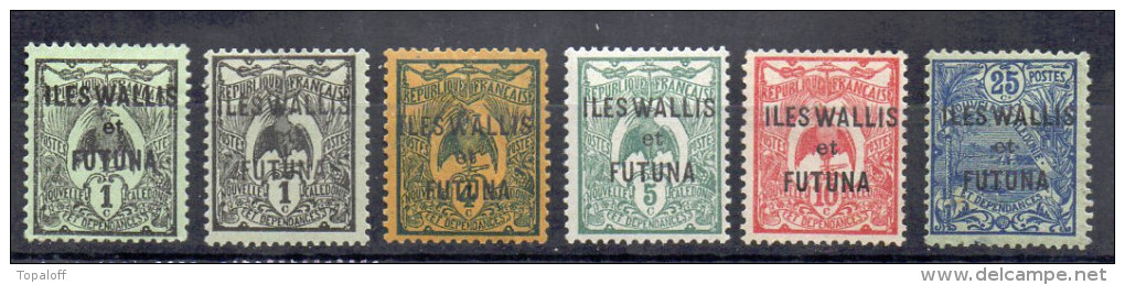 Wallis Et Futuna   N°1* + 1* Variété De Couleur, 3*pliure, 4*, 5(*), 8* Petit Clair    (6 Valeurs) - Ongebruikt