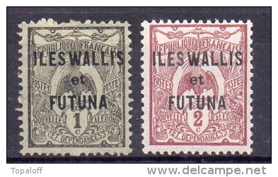 Wallis Et Futuna   N°1 (*) Et 2 *    Variétées  A étroit - Ungebraucht