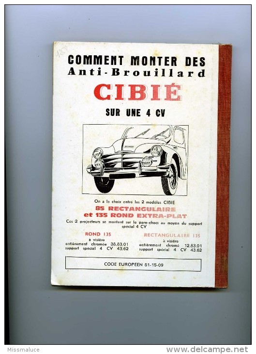 LIVRE VOTRE 4 CV RENAULT GUIDE TECHNIQUE ET PRATIQUE PLAN GRAISSAGE AUTOMOBILE VOITURE - Auto