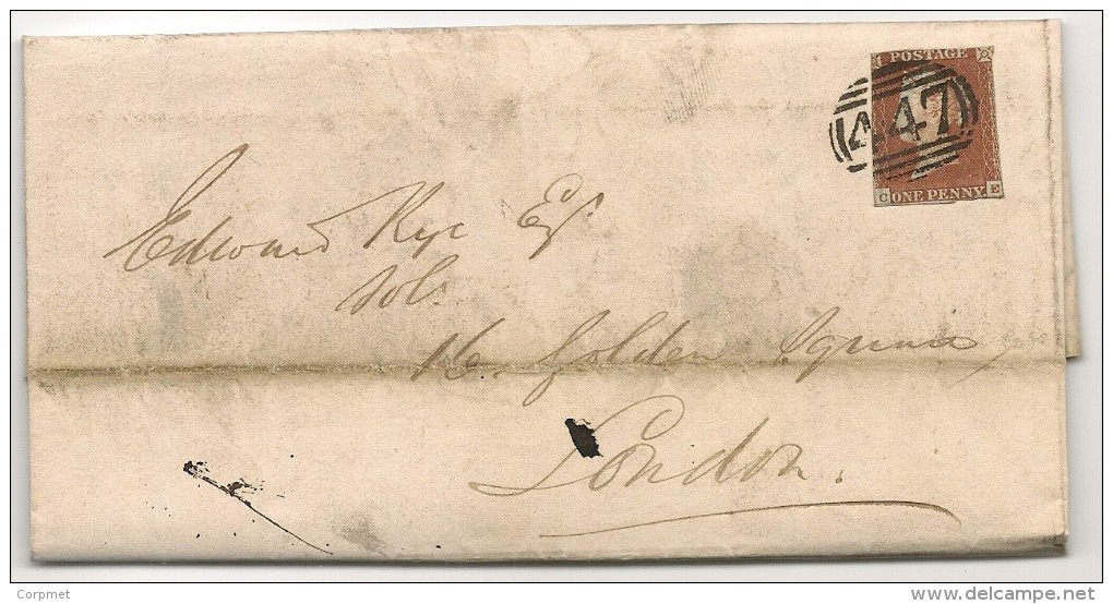 UK - 1846 1p Very Bluish Paper Lettered CE -  ENTIRE COVER  - LEEDS  Canceled At Back TOWN BLUE NAME + ROYALTY CANCEL - Covers & Documents