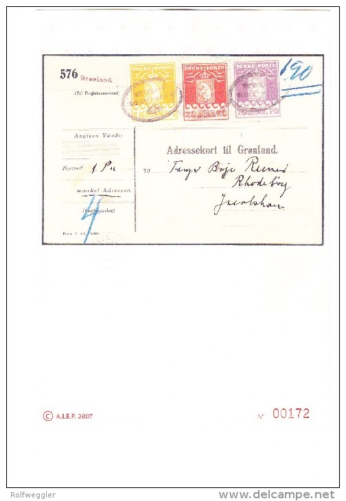 GRÖNLAND - R-Paketkarte 1 Krone, 70 Und 20 Ore Mit Attest - Spoorwegzegels