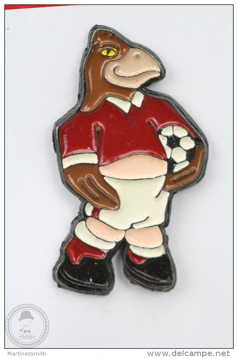 Brown Eagle With Red Shirt Football Mascot  - Pin Badge #PLS - Fútbol