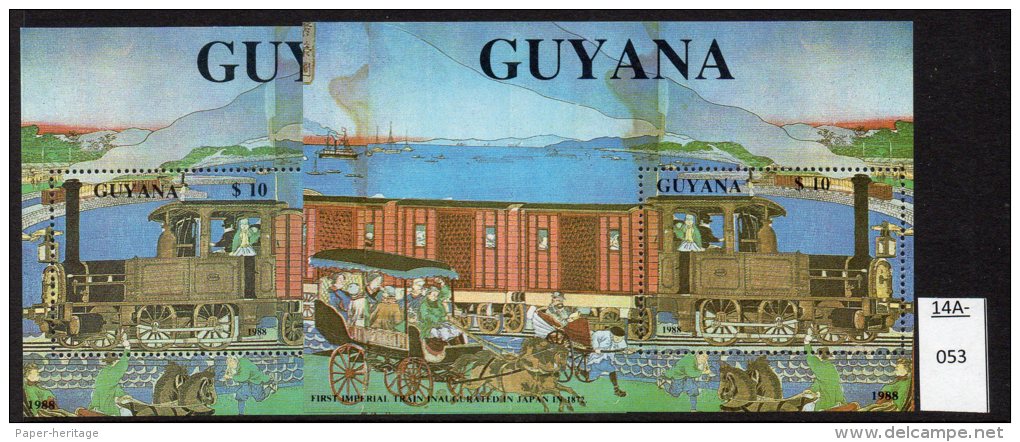 ** Guyana : 1988 Japan Railway Steam Train M/s - The TWO Types U/m (MNH) - Trains