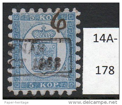 1860 5k In Greenish-blue 1.25 Mm 'teeth' Facit 3Kb Used, Very Fine Perfs - Usati