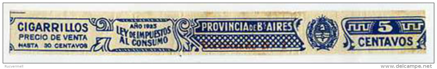 ARGENTINA, BUENOS AIRES, Revenues, Fiscales, Un Trips, Fajas, Impuesto Sobre Cigarrillos, Tabaco - Buenos Aires (1858-1864)