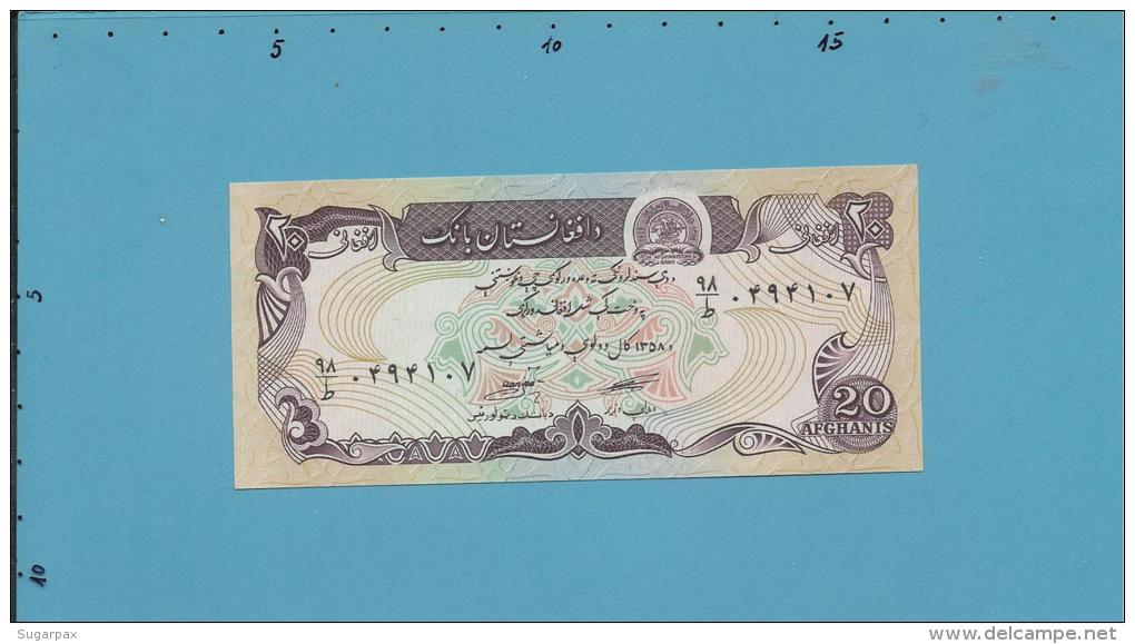 Afghanistan -  20 Afghanis - SH 1358 ( 1979 ) - P 56 - UNC. - 2 Scans - Afghanistán