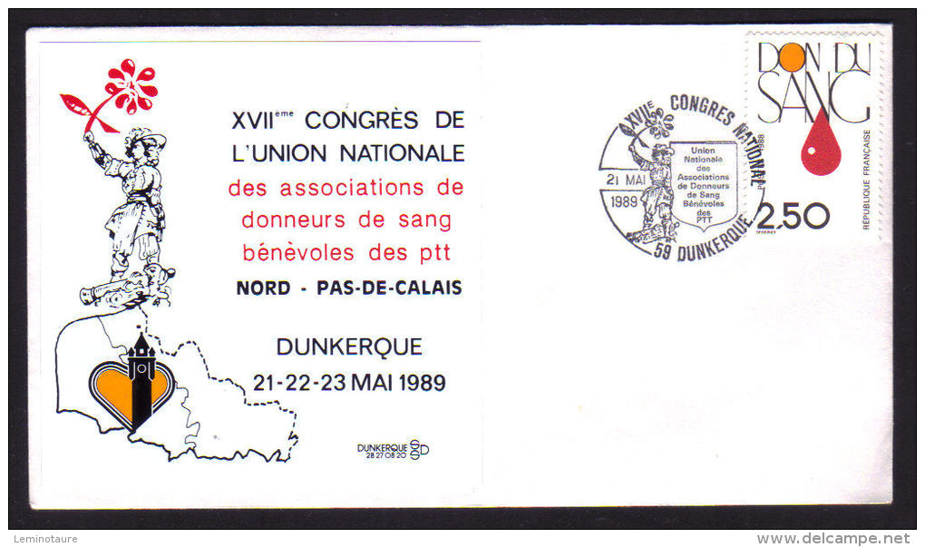 59 - DUNKERQUE - NORD  / XVIIè Congrès National Donneurs De Sang Bénévoles Des P.T.T. /  1989 - Commemorative Postmarks