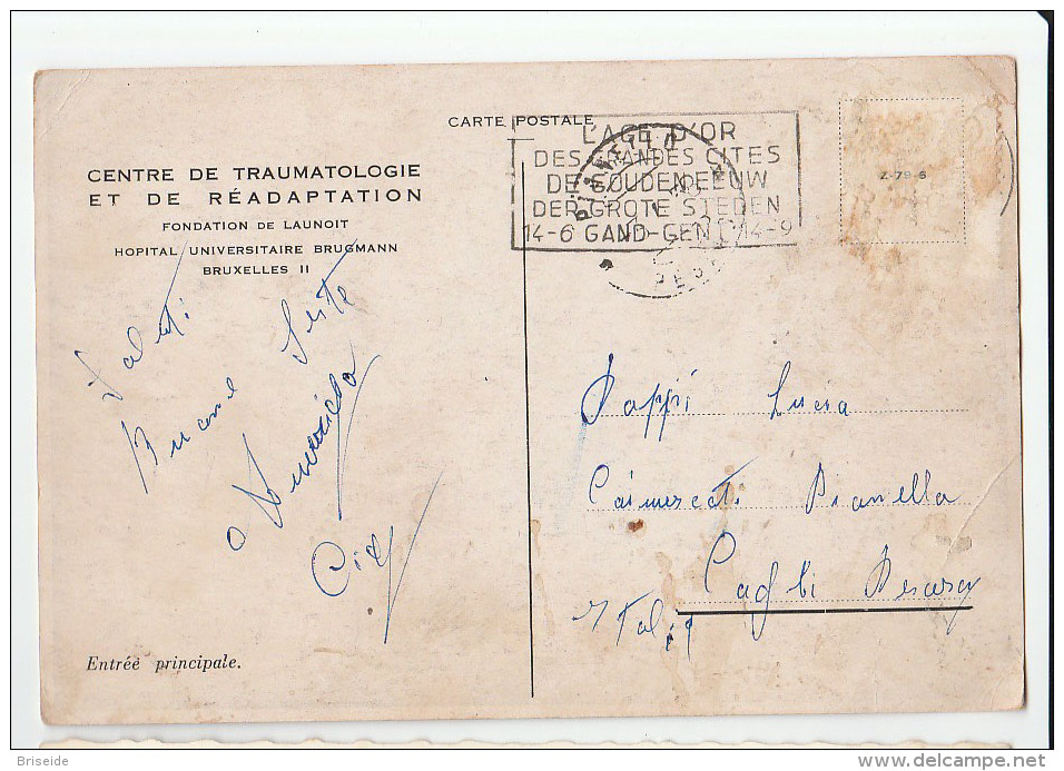 CENTRE DE TRAUMATOLOGIE ET DE READAPTATION HOSPITAL UNIVERSITAIRE BRUGMANN BRUXELLES F/G VIAGGIATA 1958 (?) - Bildung, Schulen & Universitäten