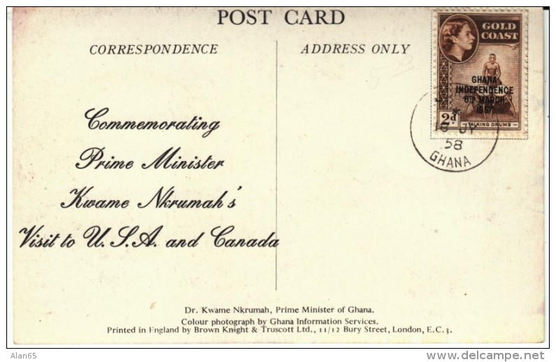 Kwame Nkrumah Ghana Prime Minister Visits USA And Canada, C1950s Vintage Postcard - Ghana - Gold Coast