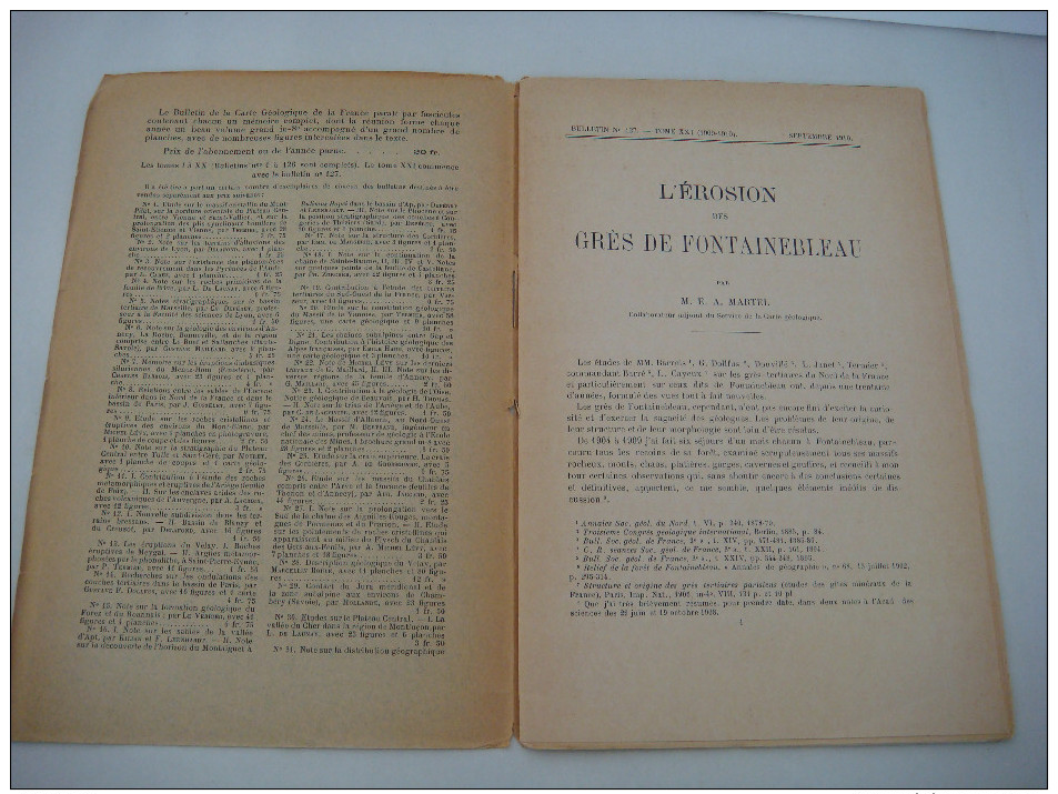 N° 127 - Bulletin Des Services De La CARTE Géologique De La France Et Des Topographies Souterraines  - 1910 -  VL238 - 1901-1940