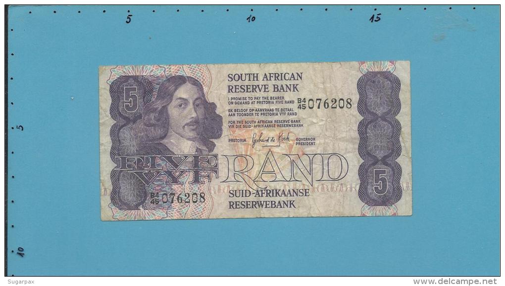South Africa - 5 RAND - ( 1981 - 89 ) - Pick 119.c - Sign. 6 - Watermark: Jan Van Riebeek - 2 Scans - Sudafrica