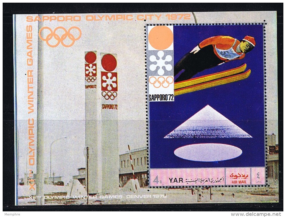 1970  Nord Yémen YAR  Sapporo '73 Saut à Skis MiNr Bloc 147 * MH - Yemen