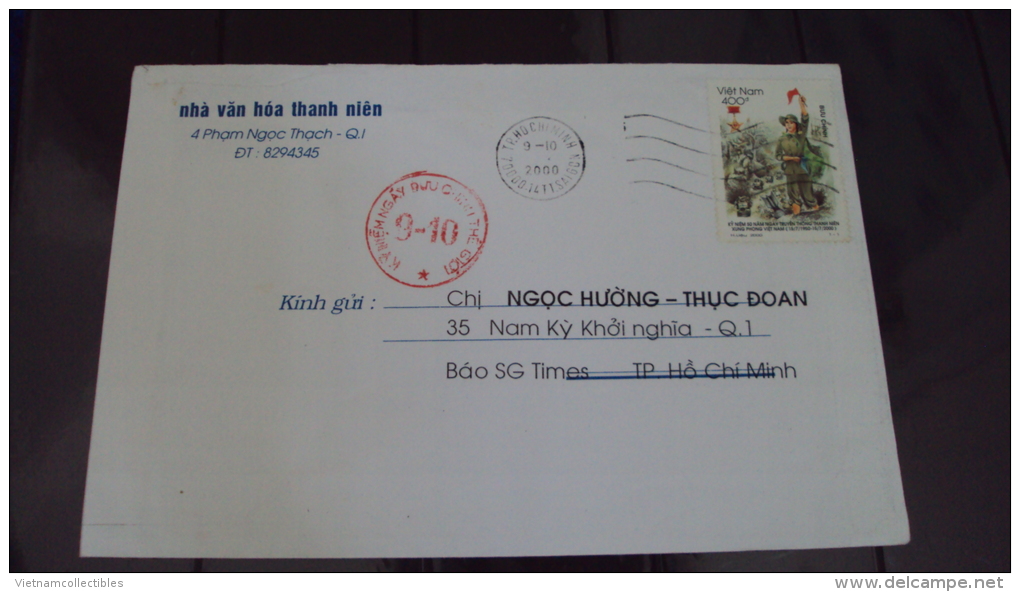 Vietnam Viet Nam Used Cover With Young Pioneer Stamp &amp; Handstamp Of UPU Anniversary Day (9th Of Oct) - Viêt-Nam