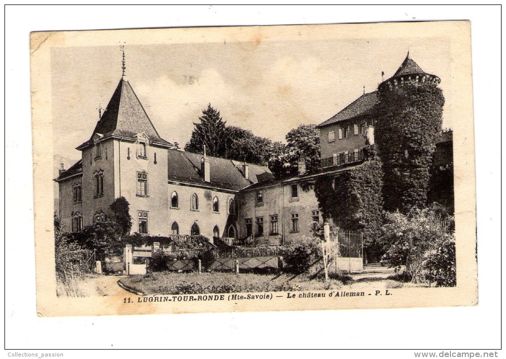 Cp , 74 , LUGRIN-TOUR-RONDE , Le Château D´ALLEMAN , Voyagée 1939 - Lugrin