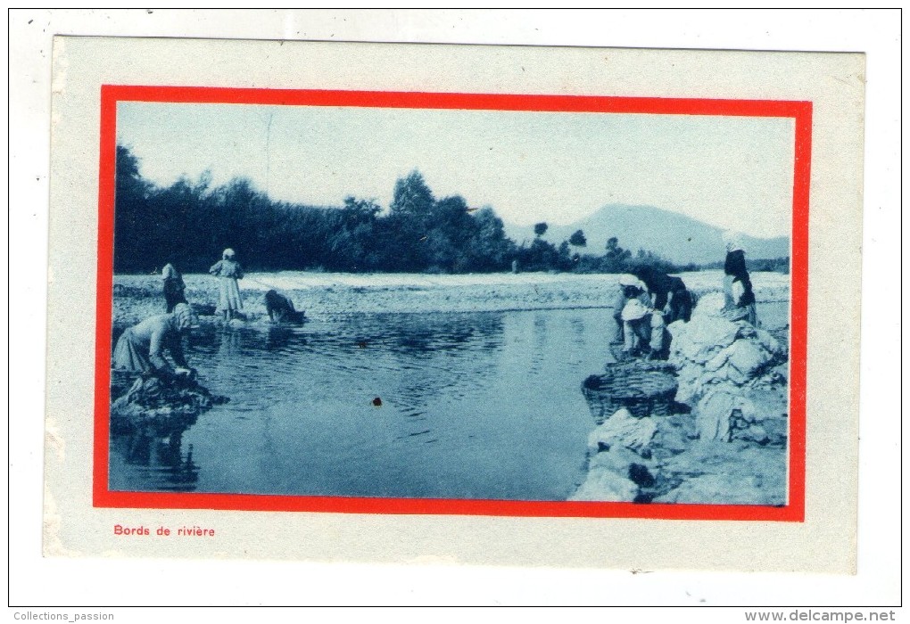 Cp , Métier , LAVANDIERES , Bords De Riviére , Vierge , Ed : Gautier , Nanterre - Artisanat