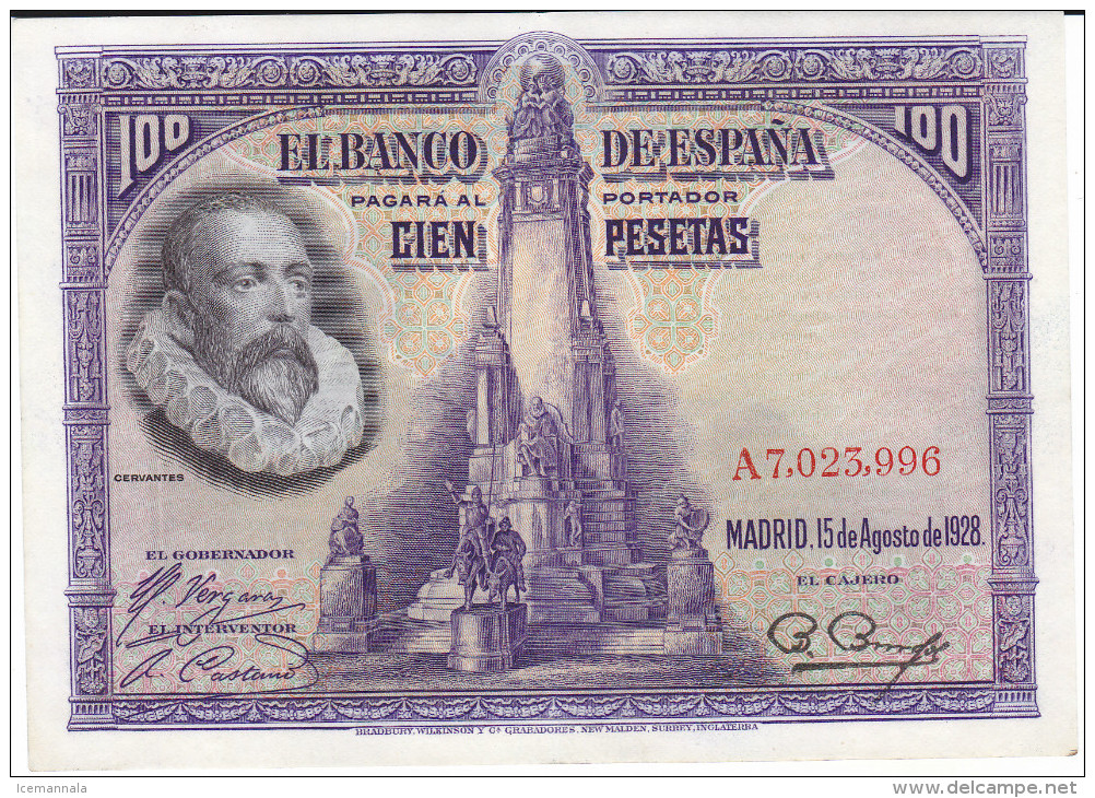 100 PTS  ALFONSO XIII CIRCULADO 2ª REPUBLICA  1928 - 100 Pesetas