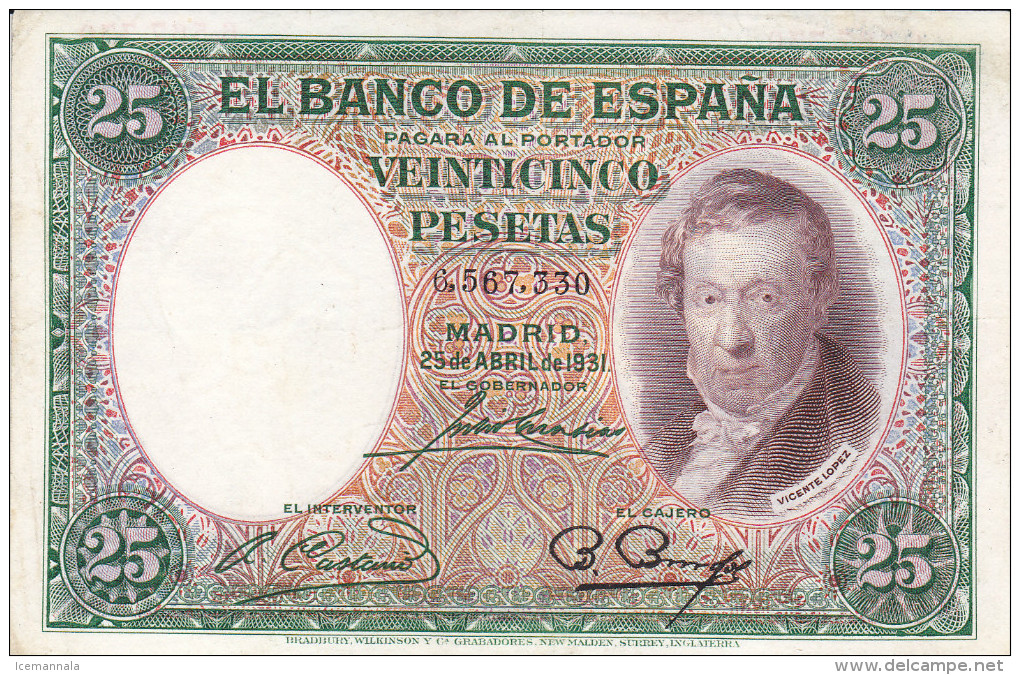 25 PTS  2ª REPUBLICA  1931 - 25 Peseten