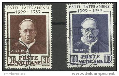 Vatican - 1959 Pope Pius XI Set Of 2 Used  SG 292-3  Sc 254-5 - Oblitérés