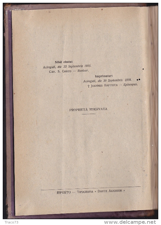 GIARRE   1919  /    Casa Editrice D.r Pietro LISI  " IL PREDICATORE CATTOLICO "_  RIPOSTO - Tip. " DANTE ALIGHERI " - Religione