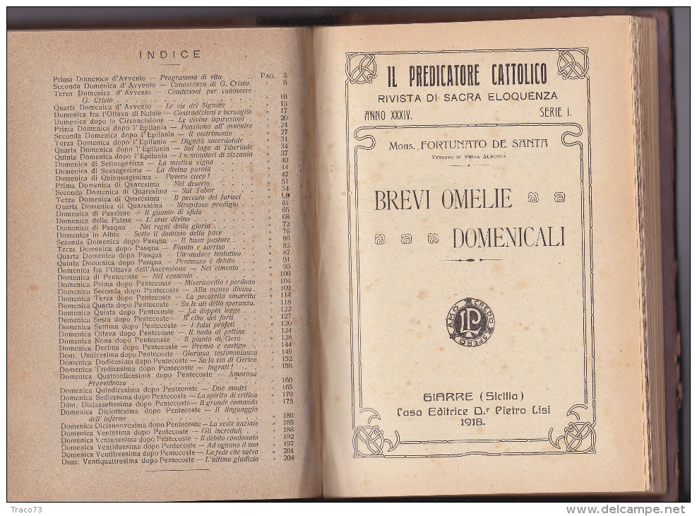 GIARRE   1919  /    Casa Editrice D.r Pietro LISI  " IL PREDICATORE CATTOLICO "_  RIPOSTO - Tip. " DANTE ALIGHERI " - Religione