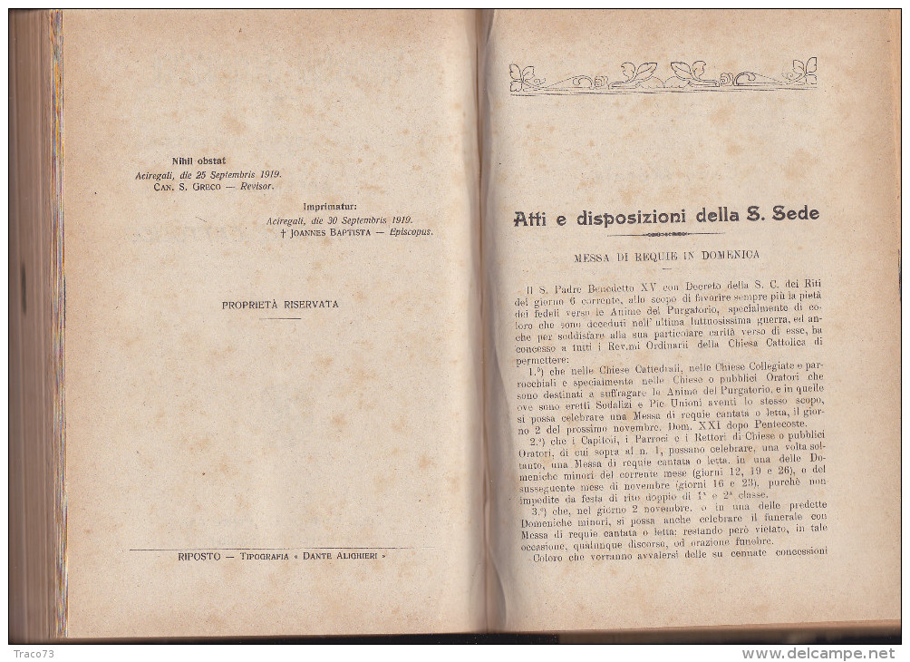 GIARRE   1918  /    Casa Editrice D.r Pietro LISI  " AL  PREDICATORE CATTOLICO "_  RIPOSTO - Tip. " DANTE ALIGHERI "