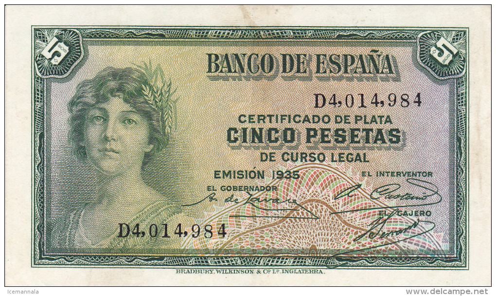 5 PTS  2ª REPUBLICA  S/C 1935 - 5 Pesetas