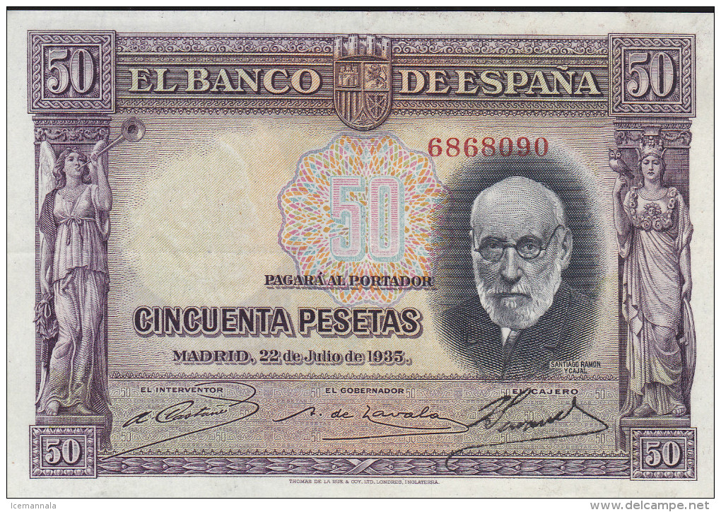 50 PTS  2ª REPUBLICA  1935 - 50 Peseten