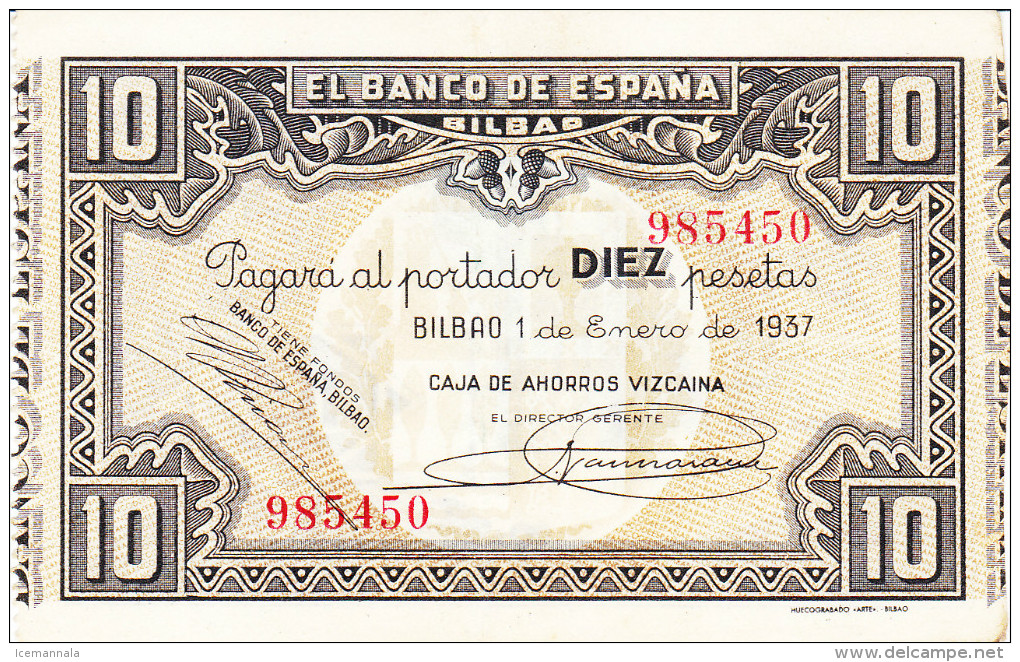 10 PTS  BILBAO  1937 - 10 Pesetas