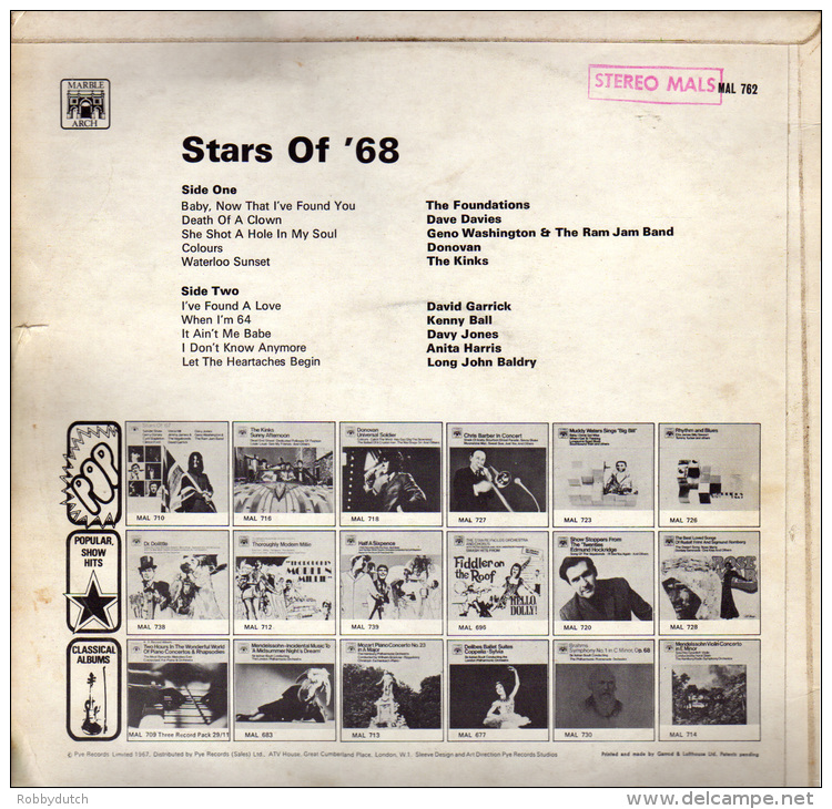 * LP *  STARS OF '68 - KINKS / DONOVAN / FOUNDATIONS / DAVID GARRICK A.o. (Rare!!!) - Disco, Pop