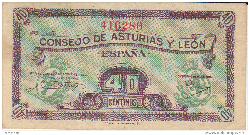 40 CTS ASTURIAS Y LEON 1936 - Other & Unclassified