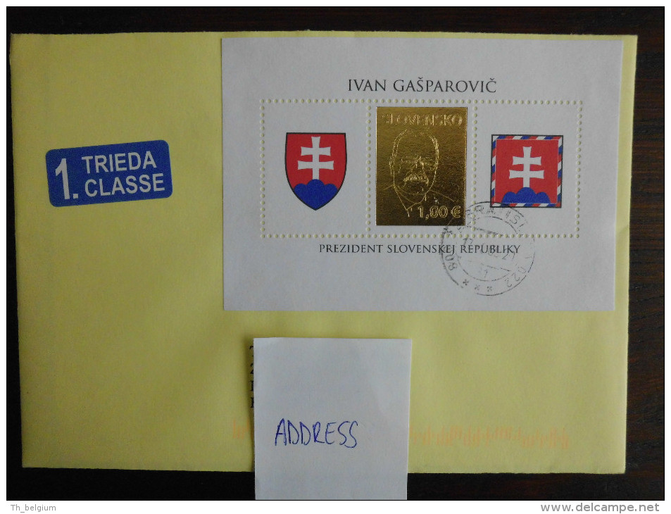 Slovakia Slovensko 2009 - Letter Ivan Gašparovic President Of The Slovak Republic S/S - Stamp In Gold - Brieven En Documenten