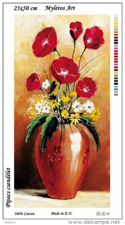 New Tapestry, Gobelin, Picture, Print, Floral Still Life, Red Flowers - Other & Unclassified