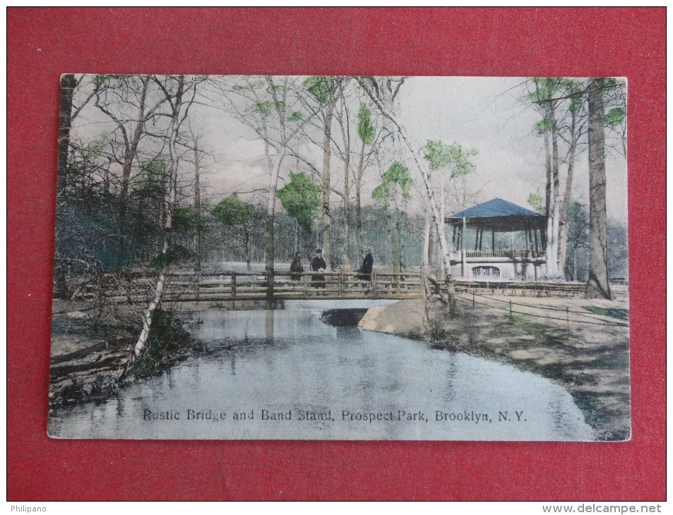 New York> New York City > Brooklyn  Rustic Bridge Band Stand Hand Colored    Ref  1411 - Brooklyn