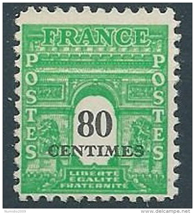 1945 FRANCIA ARCO DI TRIONFO 80 CENT MNH ** - EDF165 - 1944-45 Arc De Triomphe