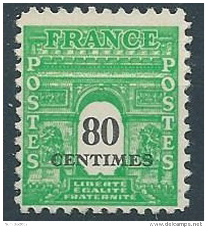 1945 FRANCIA ARCO DI TRIONFO 80 CENT MNH ** - EDF165 - 1944-45 Triomfboog