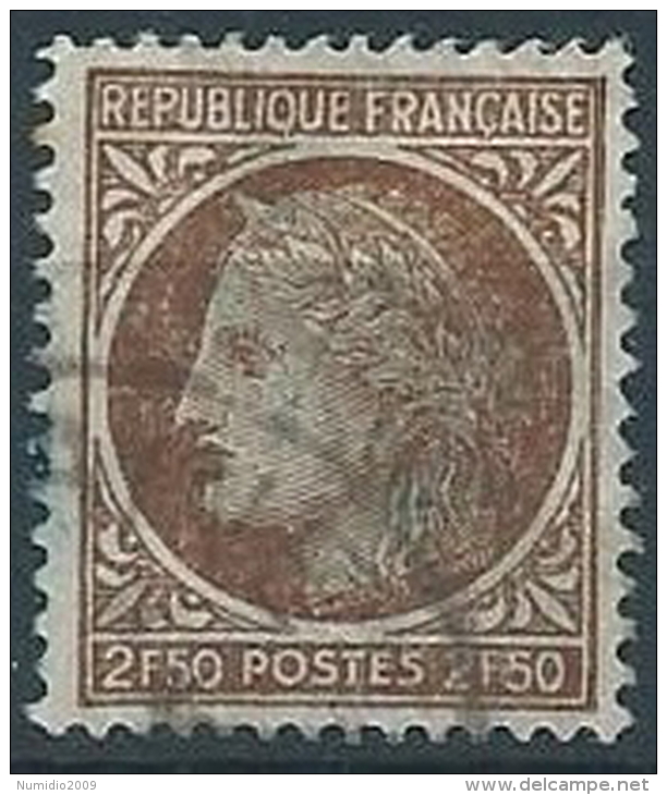 1945-47 FRANCIA USATO CERERE CON ALLORO 2,50 F - EDF166 - 1945-47 Cérès De Mazelin