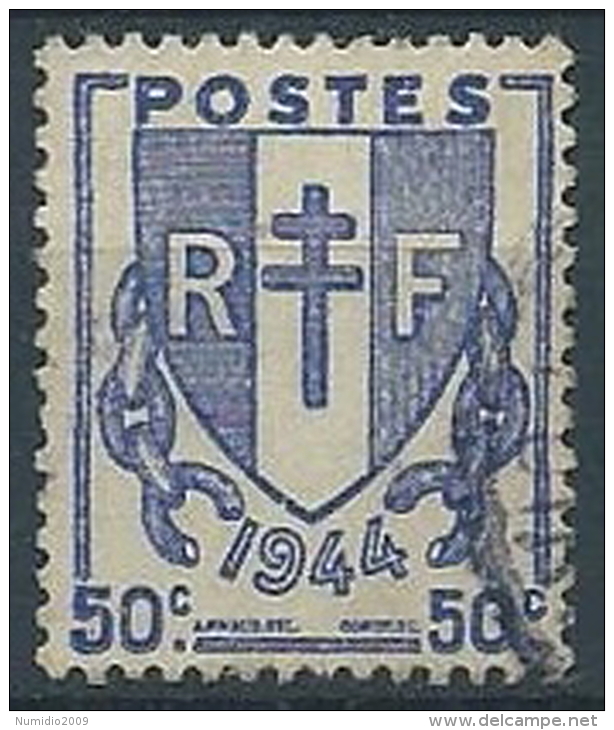 1945-47 FRANCIA USATO STEMMA 50 CENT - EDF167 - 1941-66 Escudos Y Blasones