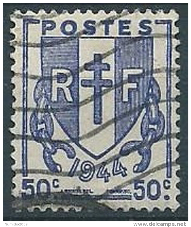 1945-47 FRANCIA USATO STEMMA 50 CENT - EDF167-2 - 1941-66 Escudos Y Blasones