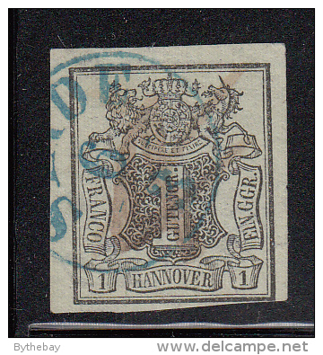 Hanover Used Scott #2 1g Coat Of Arms,  G Black On Grey Green - Hannover