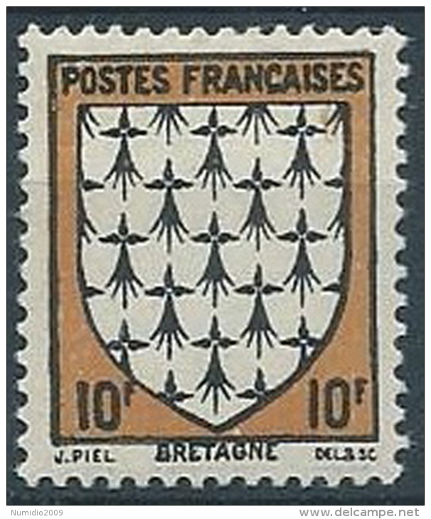 1944 FRANCIA STEMMI DI PROVINCE FRANCESI 10 F MNH ** - EDF169 - 1941-66 Coat Of Arms And Heraldry