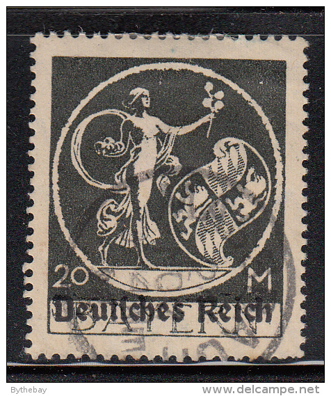 Bavaria Used Scott #275 20m ´Genius´ Overprinted Deutfches Reich - Oblitérés