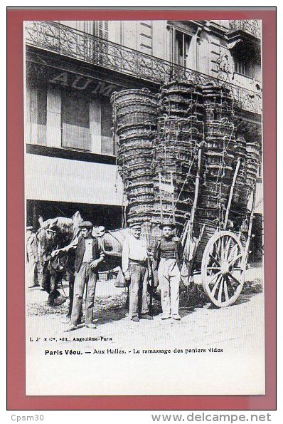 CP N° 200 - Paris Vécu - Aux Halles - Le Rammassage Des Paniers Vides (collection Les Chefs D´ œuvre De La CP Par Neudin - Petits Métiers à Paris