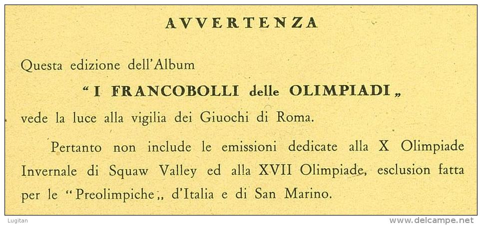 ALBUM VUOTO - I FRANCOBOLLI DELLE OLIMPIADI MODERNE - DAL 1896 AL 1956 LEGGERE LE NOTE - Reliures Seules