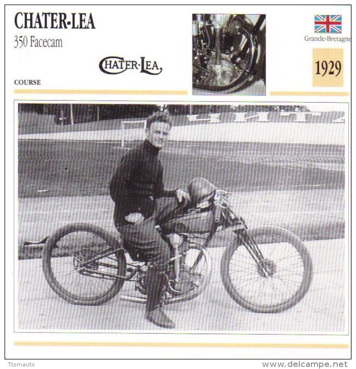 Chater-Lea 350 Facecam  - 1929 -  Moto De Course (GB) -  Rider:Boikoff (Rus) -  Fiche Technique/Carte De Collection - Motociclismo