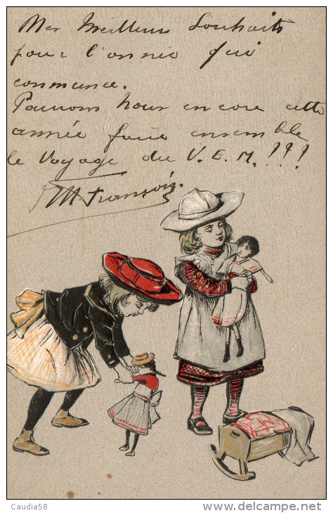 Enfants, Chapeaux, Poupées, Jouets, En Relief. - Groupes D'enfants & Familles